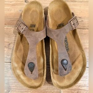 Birkenstock Style Brown Suede Thong Sandals Gizeh size men’s 6 women’s 8